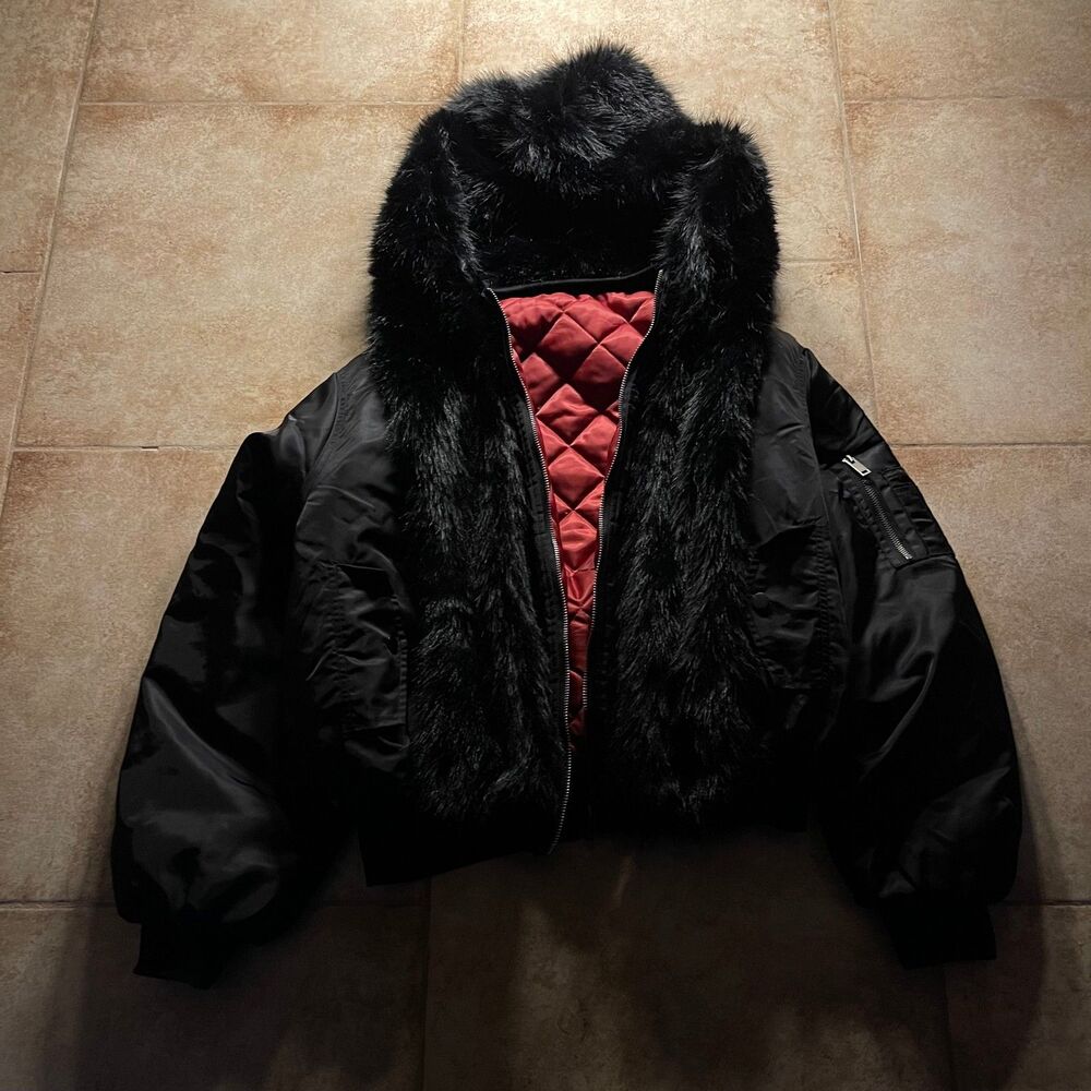 Japanese Archive Black/Red Reversible Faux Fur Jacket
